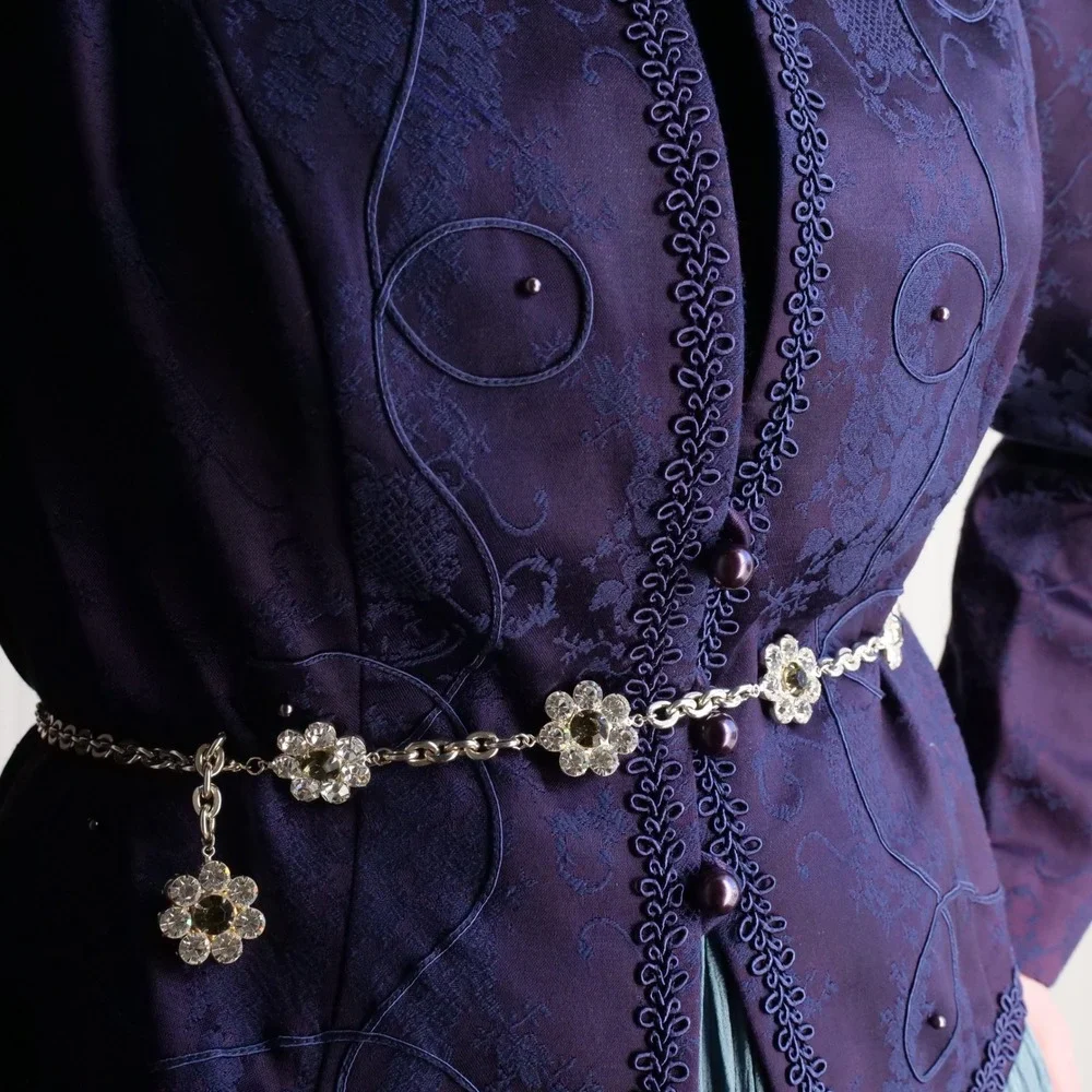 Fun wild rhinestone flower‎ chain belt